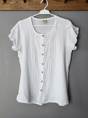 The ACQUA Brand White Button-Front Short Sleeve Blouse